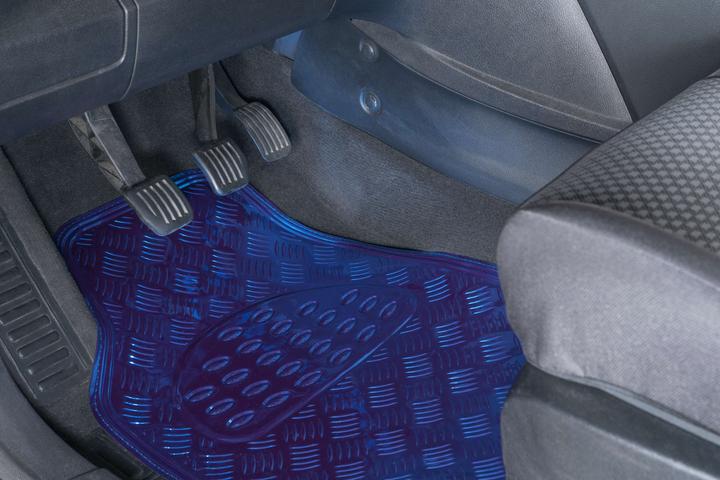 Actual product image Walser Car rubber mats metallic chequer plate look blue maxi (2 front mats + 2 rear mats)