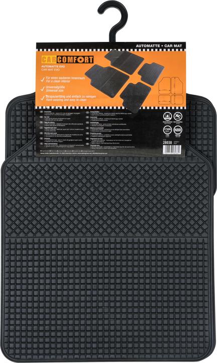 Produktbild Walser Universal Auto-Gummimatten-Set EVO, Automatten 4-teilig zuschneidbar Fussmatten (2 Vordermatten + 2 Rückmatten)