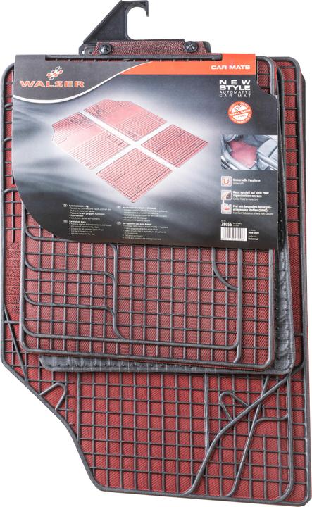 Actual product image Walser Universal rubber car mat set, 4-piece car mats, can be cut to size, anti-slip (2 front mats + 2 rear mats)