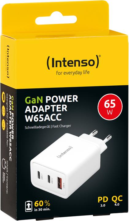 Actual product image Intenso 1x USB-A to 2x USB-C GAN adapter white (65 W)