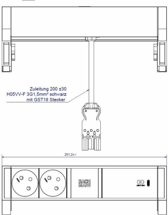 Image du produit Bachmann DESK2 2x UTE 1x USB C 60W inox (2x, CEE 7/3, PECO 7/5)