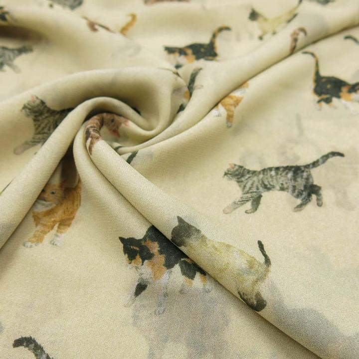 Image du produit Stoffrestposten Mousseline de soie viscose - Cats Beige - vente minimale : 1 mètre