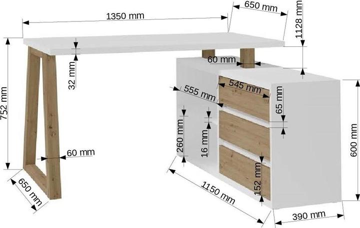 Produktbild ADRK Furniture Schreibtisch Ecke IWO II