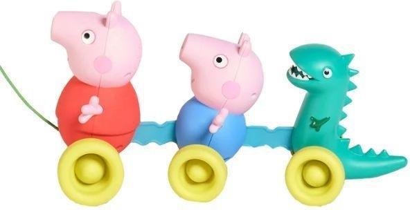 Actual product image Tomy Toomies Pull Along Peppa (E73527) - Wibble Wobble Action Peppa Pig, George & Dinosaur Toy - Whe