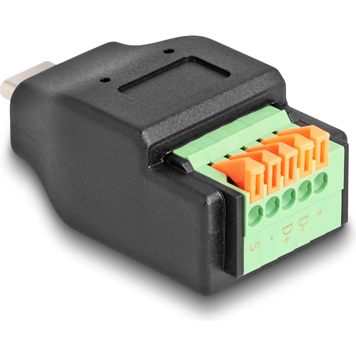 Thumbnail - Delock USB Type-C 2.0 Stecker zu Terminalblock Adapter mit D (USB Typ-C, 3.42 cm), Data + Video Adapter, Schwarz