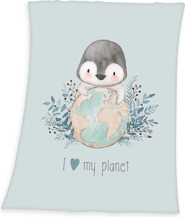 Image du produit Babybest Couverture en microfibre duveteuse Pingouin (75 x 100 cm)