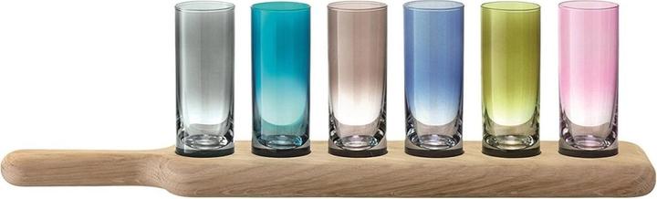 LSA Paddle Wodka Set & Unterteil aus Eiche L40cm - farblich sort (1x, Schnapsgläser + Shotgläser)