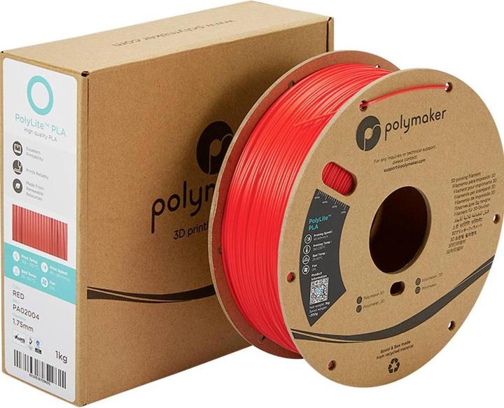 Produktbild Polymaker PA02004 PolyLite Filament PLA 1.75 mm 1000 g Rot 1 St. (PLA, 1.75 mm, 1000 g, Rot)