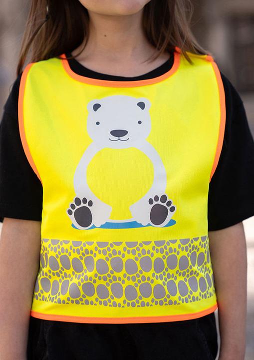 Korntex Kinder Warnweste Gelb/Eisbär Wildlife CO2 Neutral Hautsicherheit XXS EN 17353 ® FUNBEARYW (XXS)