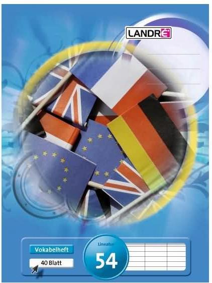 Image du produit Landré A4 cahier de vocabulaire cousu à cheval 2 fois (A4, À rayures, Couverture rigide)