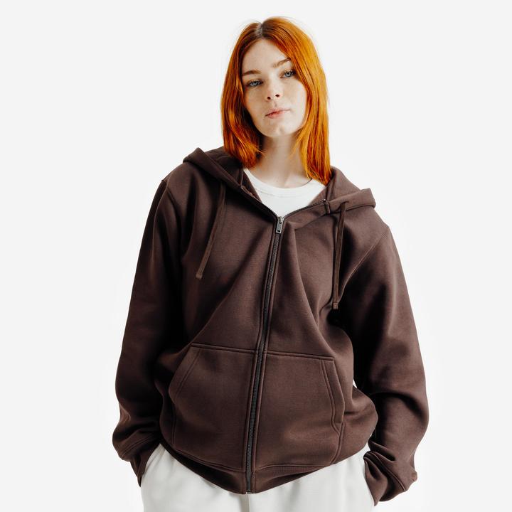 Image du produit Decathlon Sweat zippé mixte, Elementals, marron (XS)