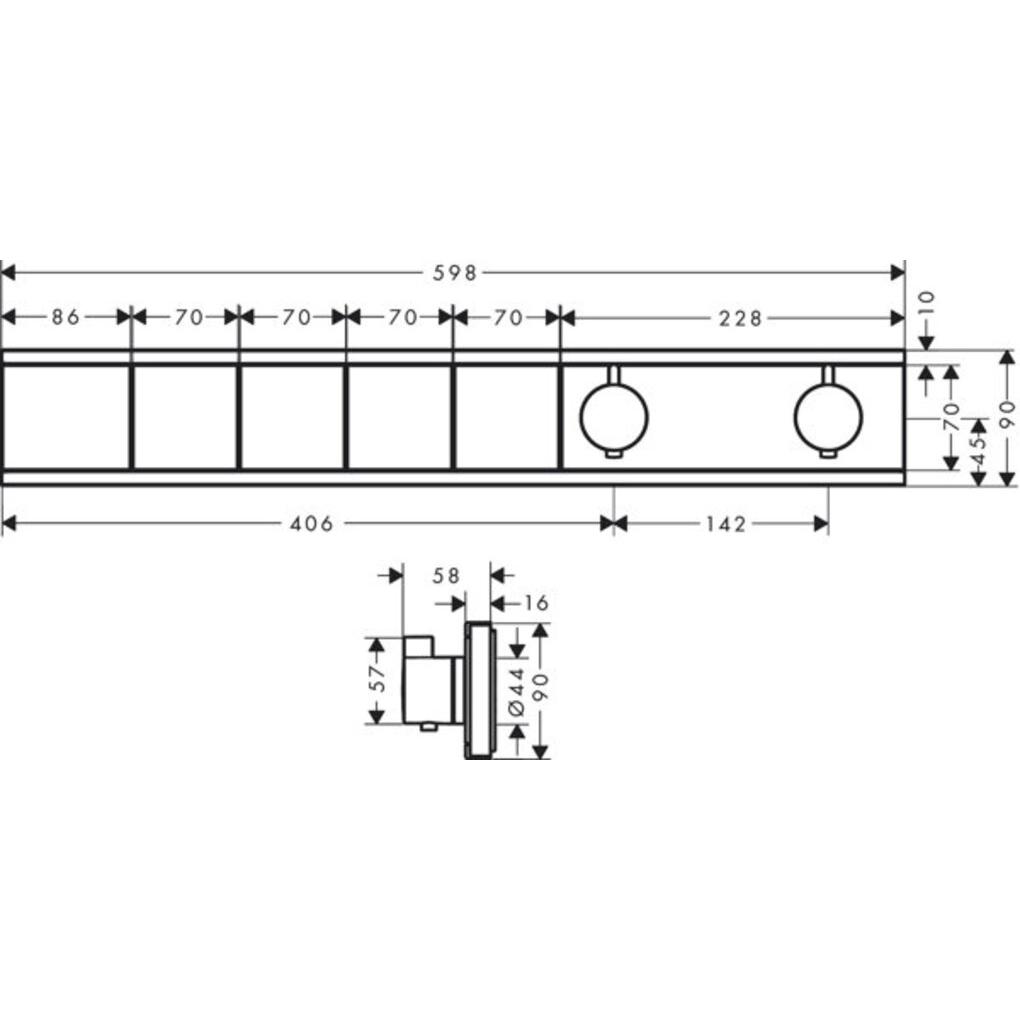 Thumbnail - hansgrohe, Badarmatur, HG Fertigmontageset RAINSELECT f UP-Thermostat 4 Verbraucher chrom