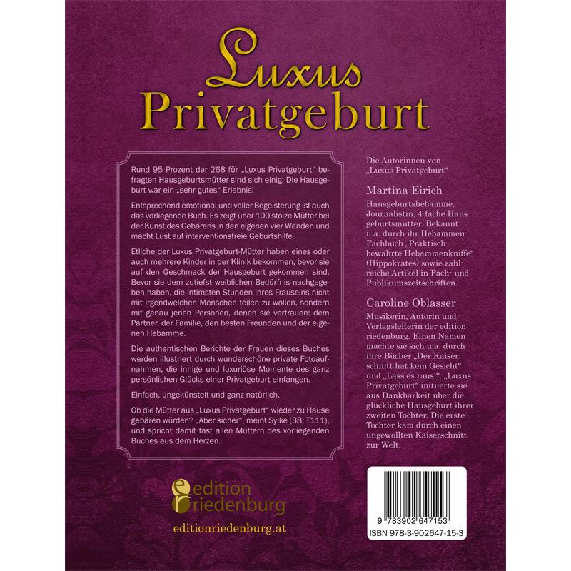 Thumbnail - Luxus Privatgeburt Hausgeburten in Wort und Bild, Ratgeber von Caroline Oblasser, Martina Eirich