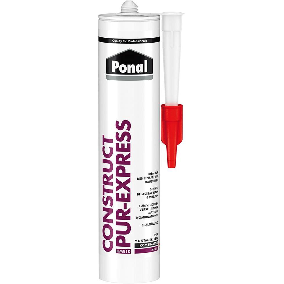Ponal, Klebstoff, PonalConstruct PUR-Express Montagekleber 440g-Kartusche, PNC6G (496 g)