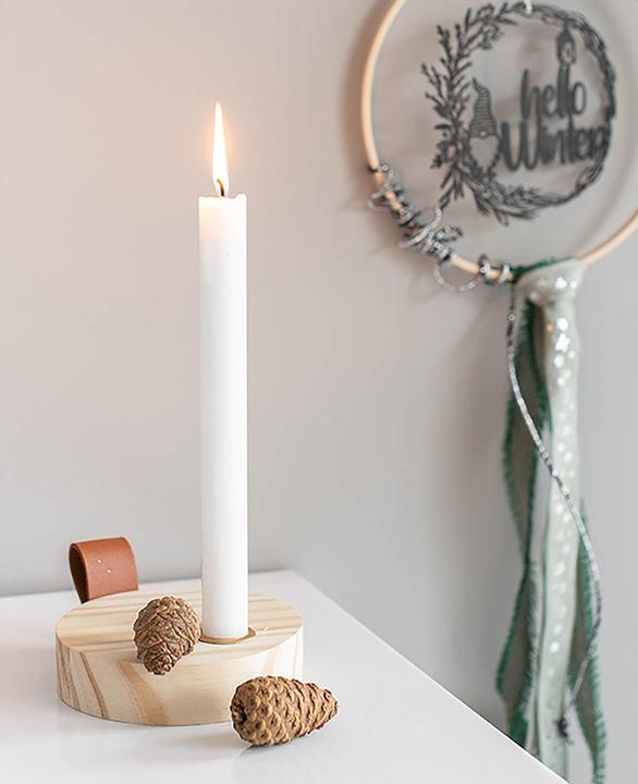 Actual product image Halbach Candlestick, Natural Wood Candle Holder