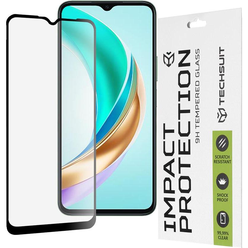 Techsuit - 111D Full Cover / Full Glue Glass - Honor X6b - Black (1 pz., Honor X6), Pellicola protettiva smartphone, Nero