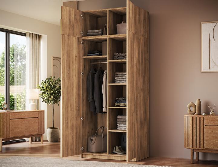Produktbild ADRK Furniture Alera II mit Aufsatz – Drehtürenschrank (100 x 58 x 250 cm)