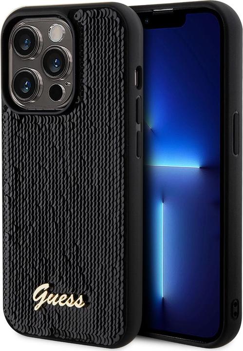 Actual product image Guess GUHCP14LPSFDGSK iPhone 14 Pro 6.1 czarny/black hardcase Sequin Script Metal (Apple iPhone 14 Pro)