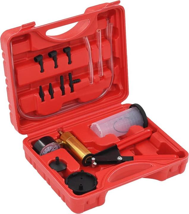 DEMA Pompa A Vuoto Manuale Per Sanguinamento Freni E Frizione - Set Completo Con Accessori E Adattatori