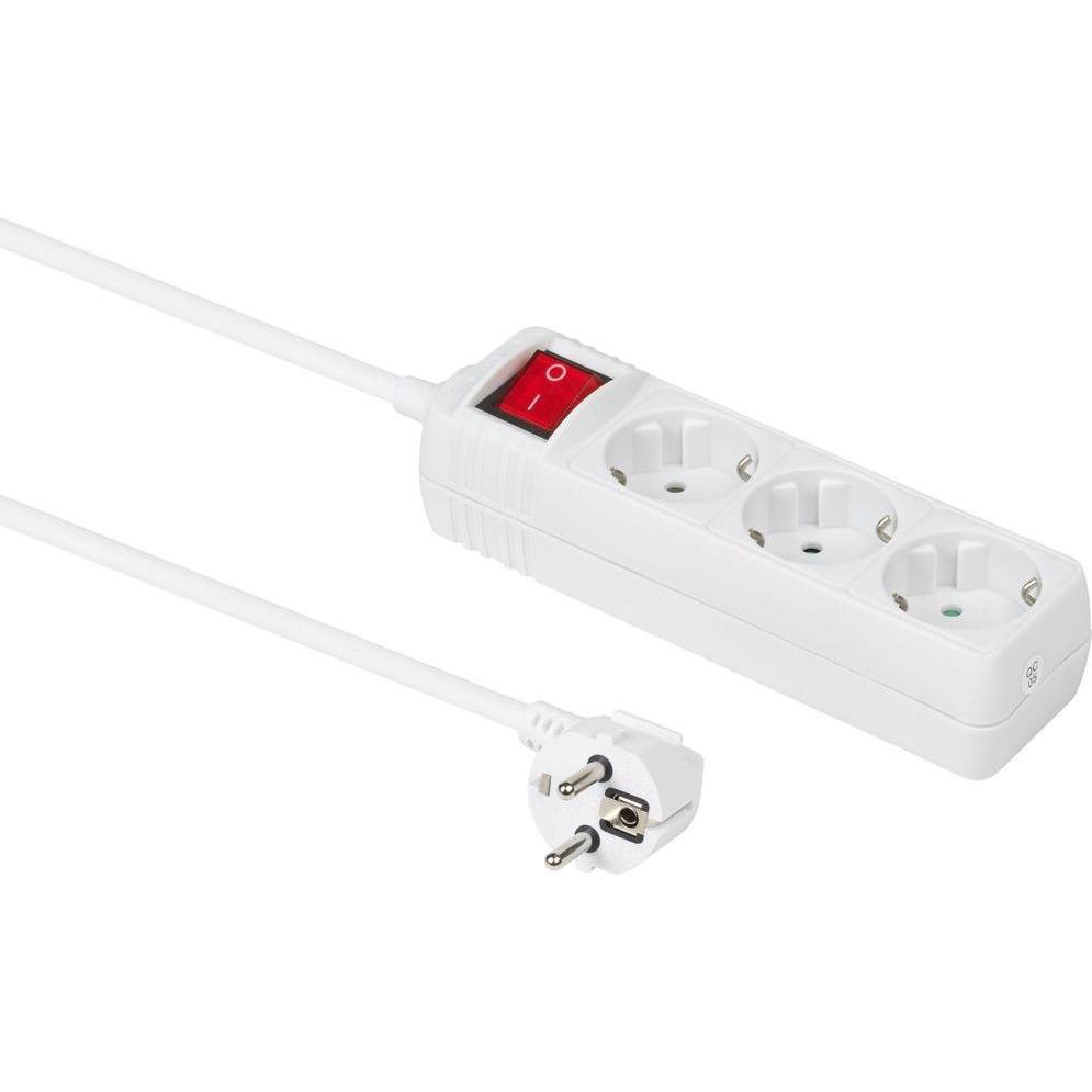 Deltaco, Steckdosenleiste, GT-116D power extension 3 AC outlet(s) Indoor White (3 x, CEE 7/3, 5 m)