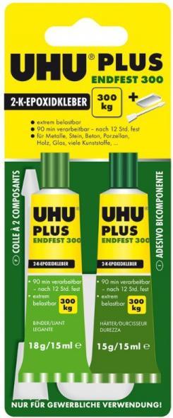 UHU Plus Endfest 300, 45640, tube binder/hardener 33 g, blister pack (73 g)