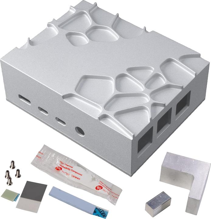 Actual product image Akasa Gem Pro Raspberry Pi 4 Model B forged aluminium case with thermal kit Full I/O