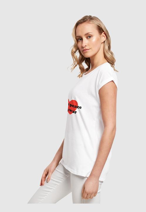 Produktbild Merchcode Ladies Peace - Red Heart White Extended Shoulder Tee - 161435 (XS)