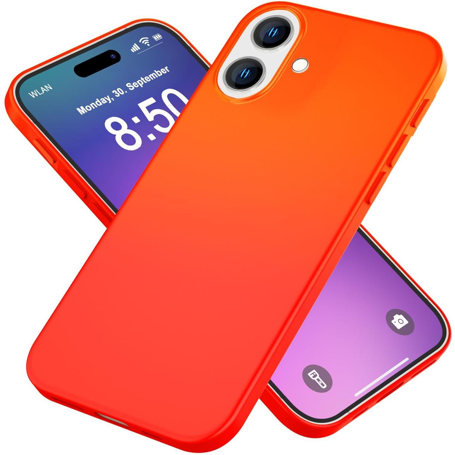 Nalia Neon Silikon Hülle (Apple iPhone 16 Plus), Smartphone Hülle, Orange