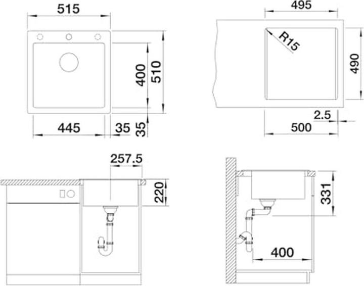 Produktbild Blanco Pleon 5 (Aufsatzspülbecken, 51.50 cm, 51 cm)