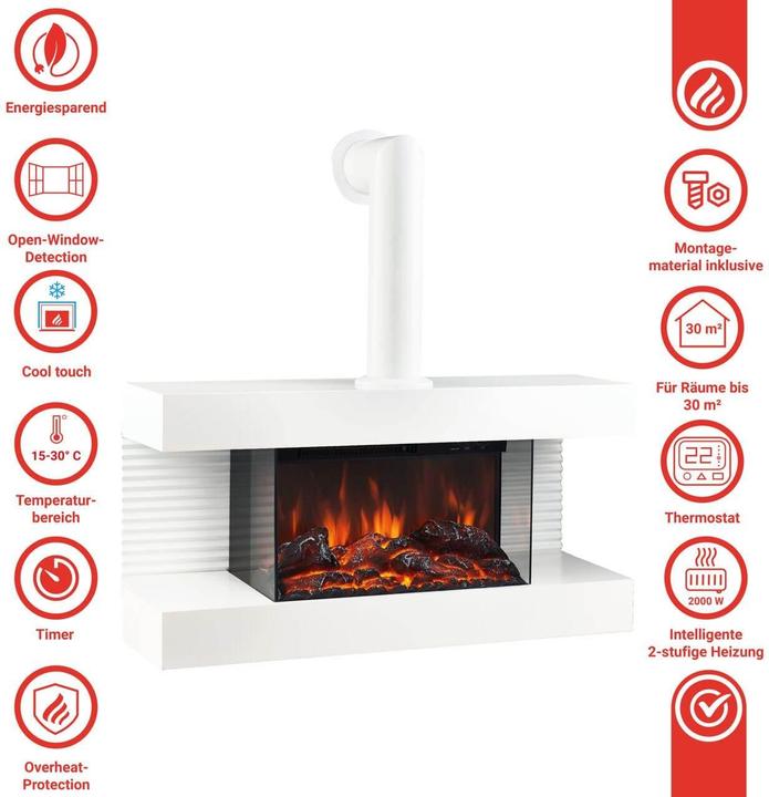 Actual product image Kaminio LIZ electric fireplace with stovepipe