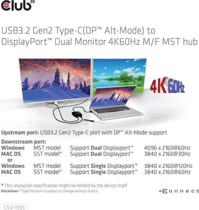 Produktbild Club 3D Usb-Hub (USB Typ-C, 20 cm)