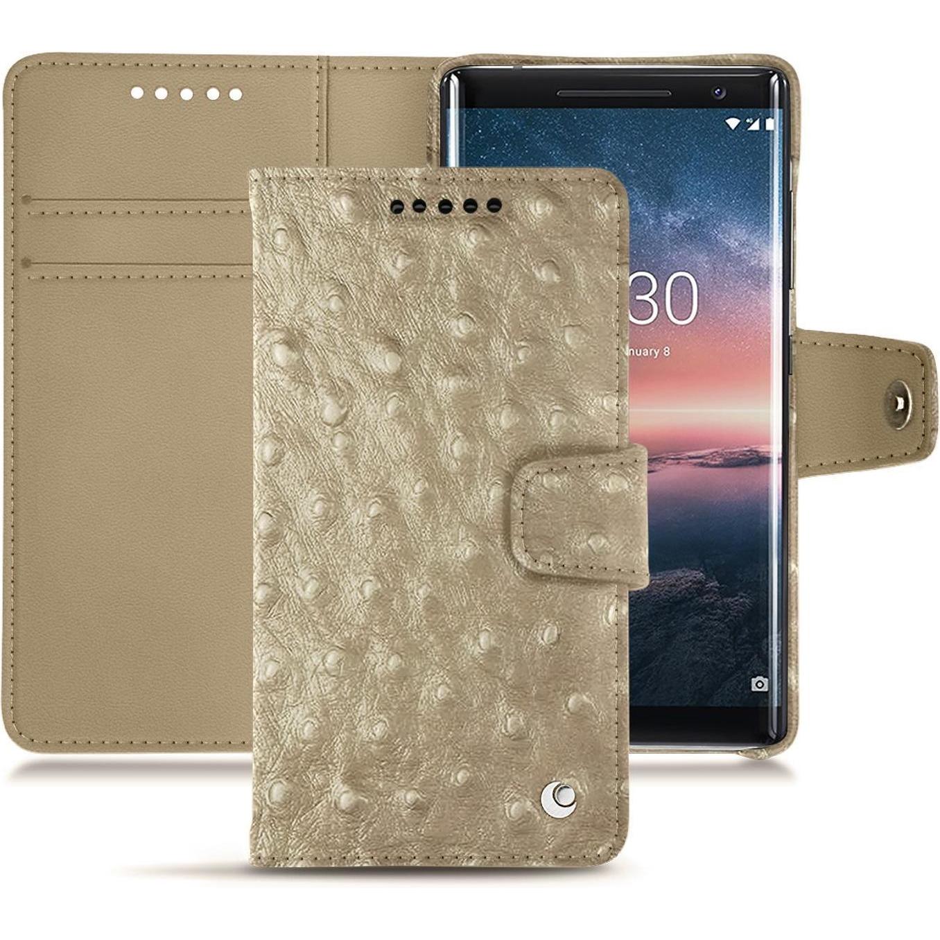 Noreve Lederschutzhülle Wallet (Nokia 8 Sirocco), Smartphone Hülle, Beige