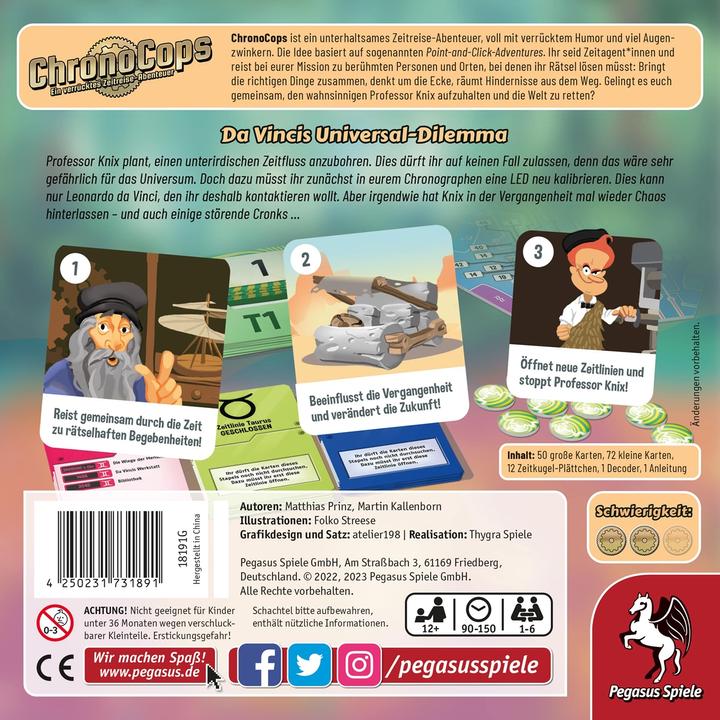 Actual product image Pegasus 18191G - ChronoCops - Da Vinci's Universal Dilemma, card game, from 12 years (DE edition) (German)