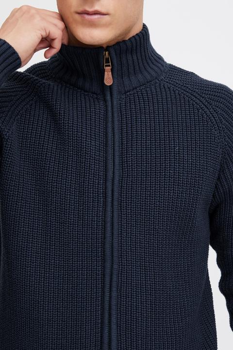 Actual product image Solid Xenos Men's Cardigan Chunky Knit Jacket With Funnel Neck Made Of 100% Cotton (L)