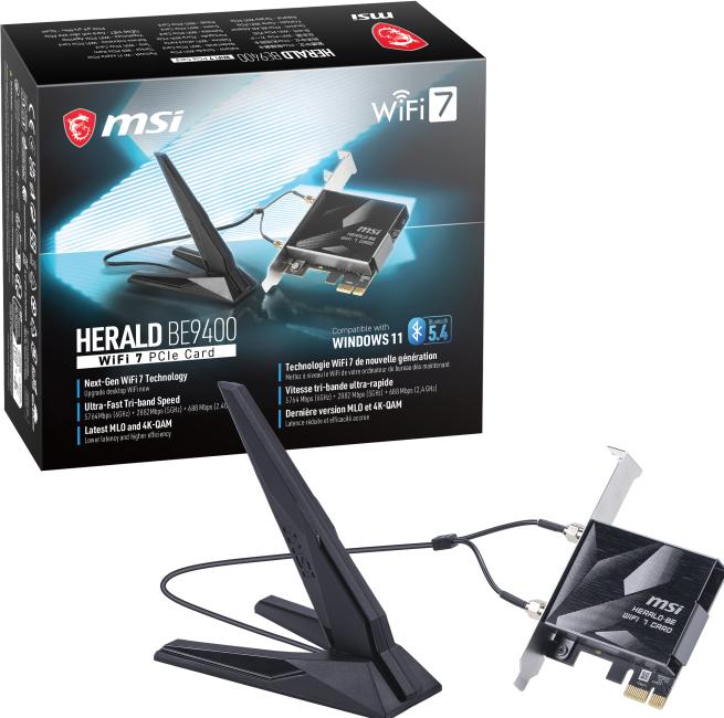 Produktbild MSI HERALD BE9400 WiFi 7 PCIe Card (PCIe)