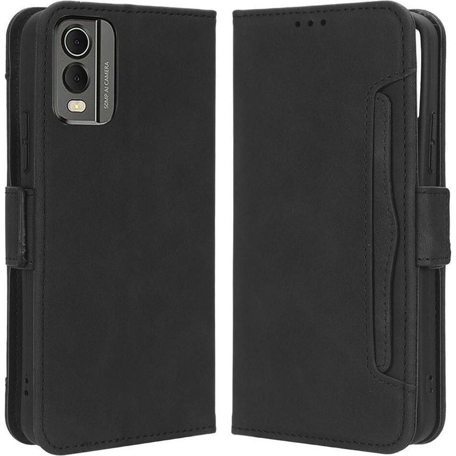 Cover-Discount Nokia C32 - Etui mit vielen Kartenfächer schwarz (Nokia C32), Smartphone Hülle, Schwarz