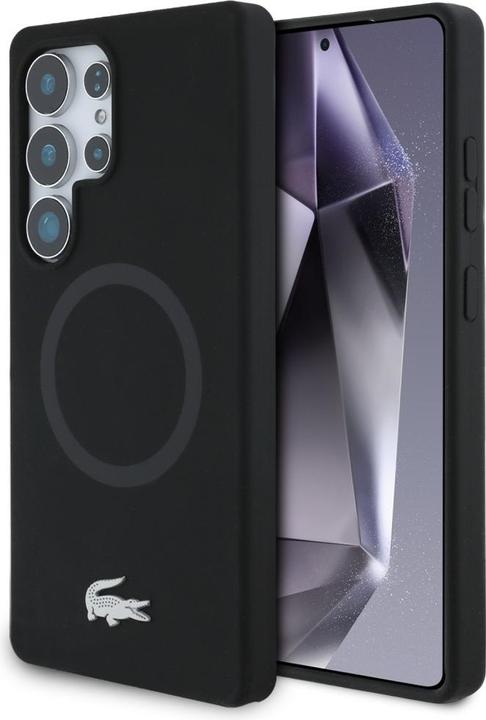 Lacoste Case Silicone Microfiber W/ Silver Croc Logo MagSafe forSamsung Galaxy S25 Ultra black (Samsung Galaxy S25 Ultra)