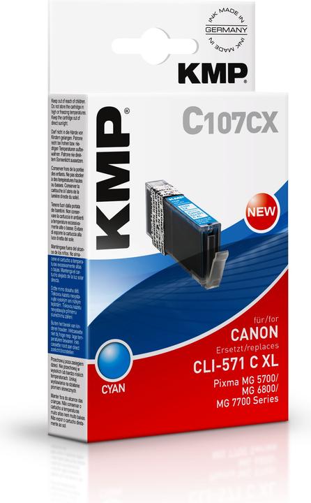 Immagine prodotto KMP C107CX Cartuccia d'inchiostro compatibile con Canon CLI-571 XL C (C)