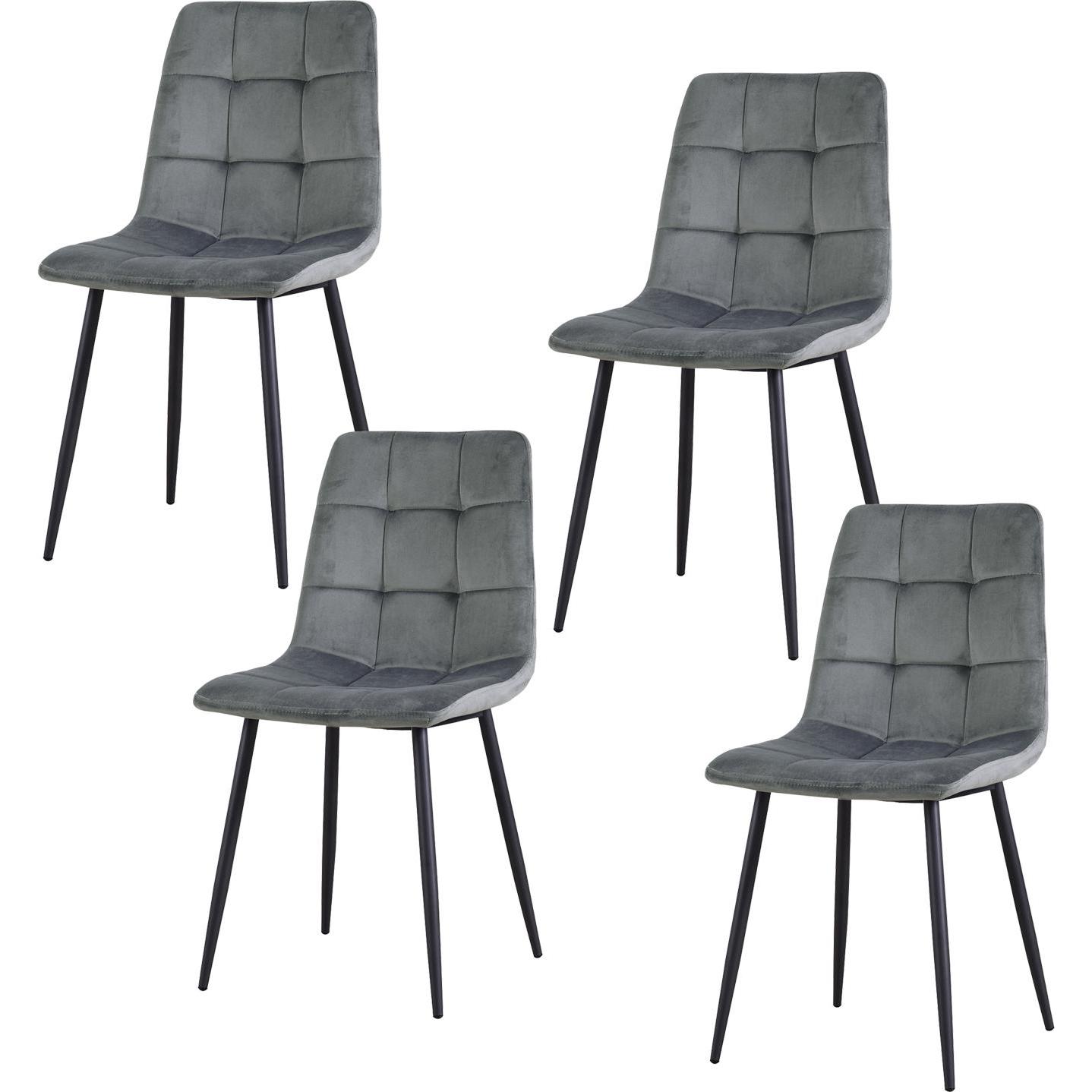 HTI-Living, Stühle, Esszimmerstuhl 4er Set Grau Mesa