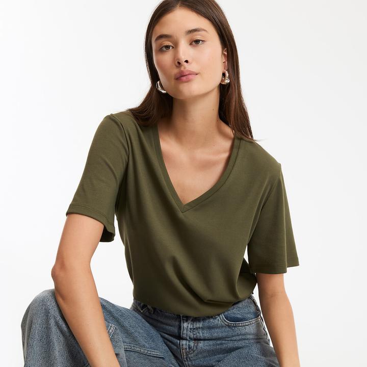 Immagine prodotto La Redoute Collections T-Shirt mit V-Ausschnitt (XS)