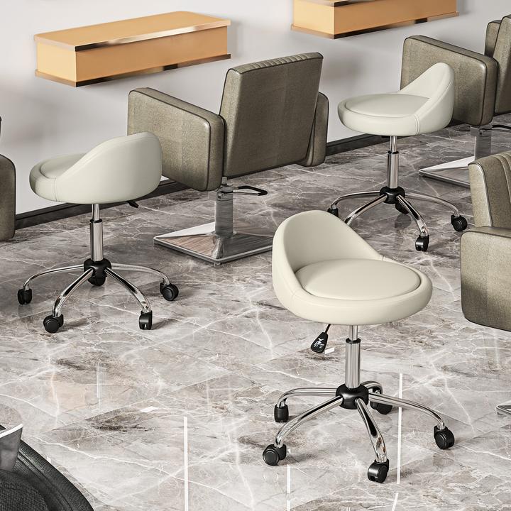 Actual product image Homcom Salonstuhl Kunstleder, Mehrschichtplatte Weiss (53 - 73 cm)