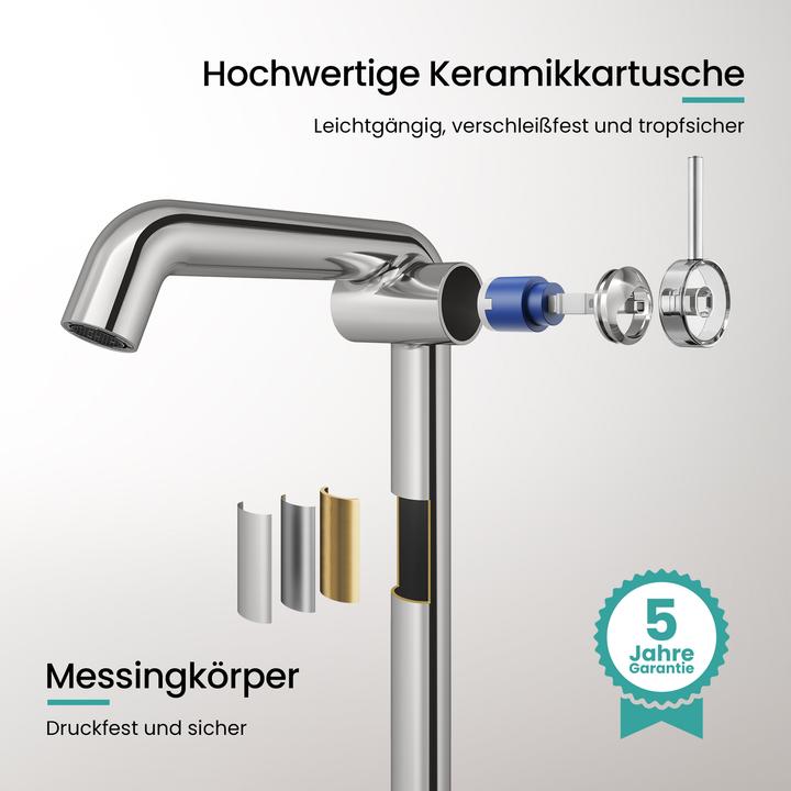 Produktbild Emke Wasserhahn Bad Messing Keramikkartusche Luftsprudler Waschtischarmatur Mischbatterie einfache Instal