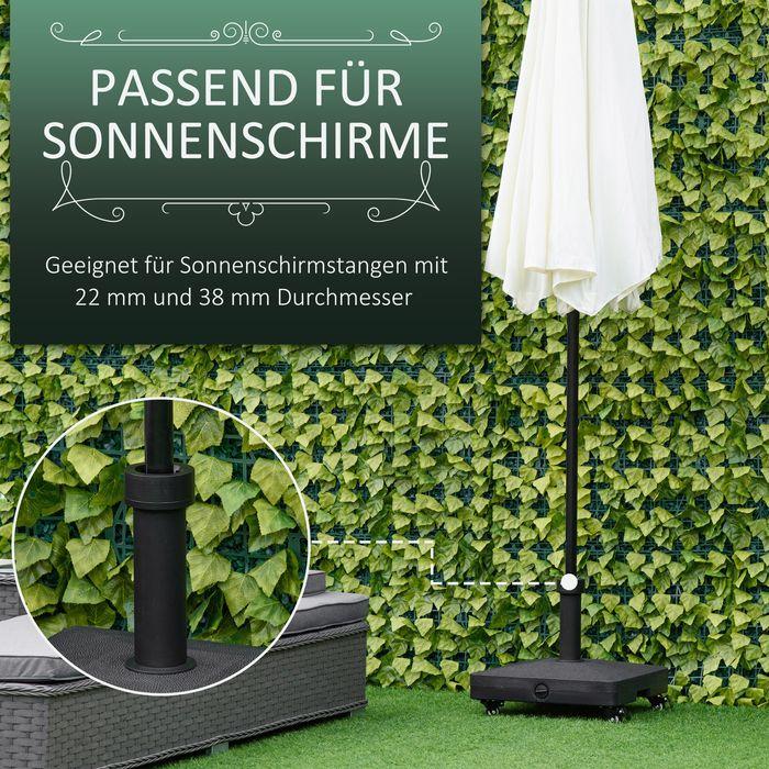 Actual product image Swisshandel24 Sonnenschirmständer mit Roller, befüllbar bis 20kg, ø 38/48mm Schwarz 45x45cm