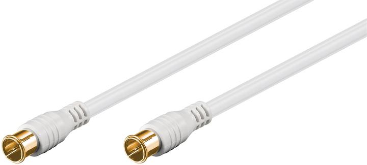Actual product image Goobay SAT connection cable, F-Quick, 100% shielded, gold-plated, white, 2.5 m (80 dB, Antenna cable)