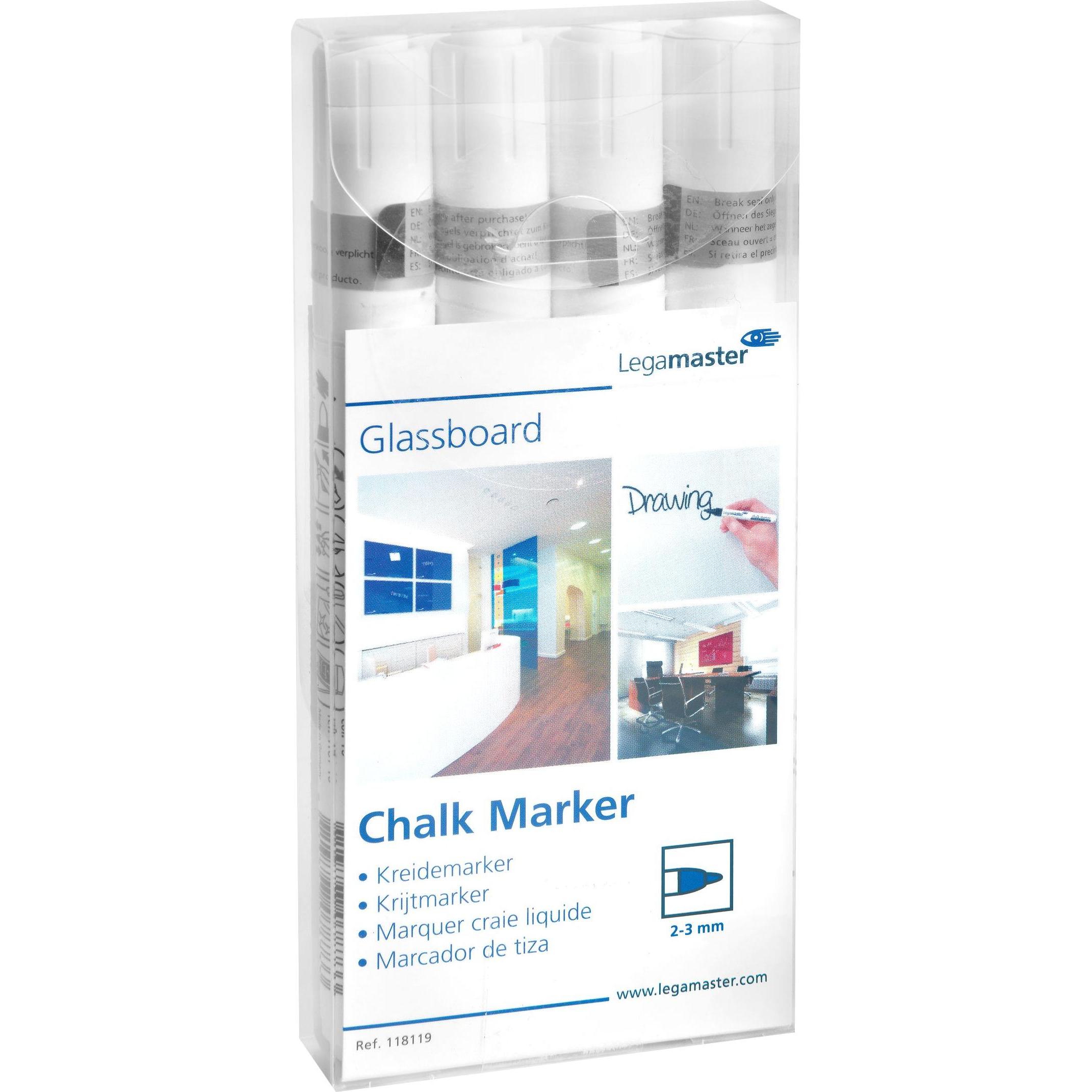 Legamaster, Marker, Kreidemarker Weiss (Weiss, 3 mm, 4 x)
