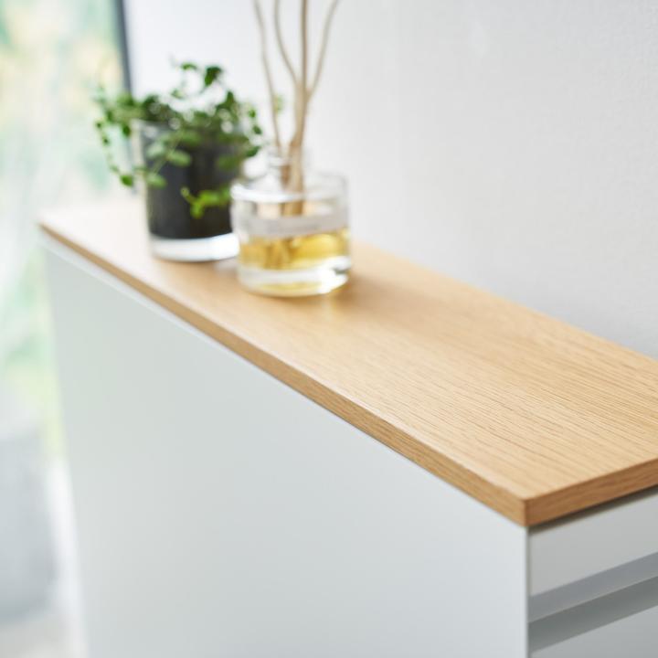 Actual product image Yamazaki Pull-out shelf with wooden shelf TOWER (14 x 56 x 55 cm)