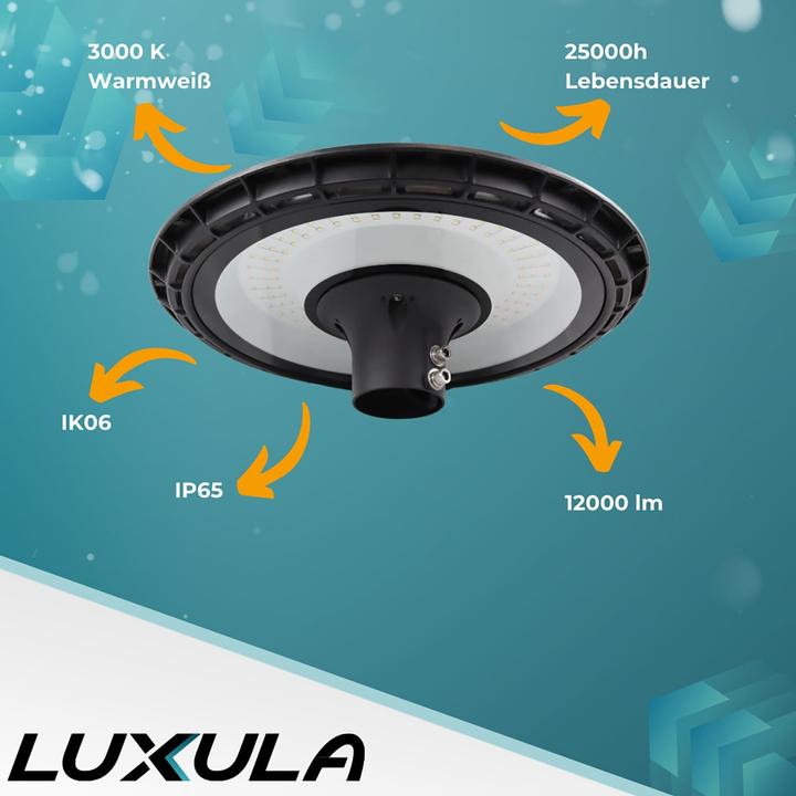 Produktbild Luxula LED-Strassenleuchte LX800112, rund, 120W, 12000lm, 3000K, IP65 (IP65)