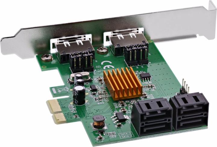 Produktbild InLine Schnittstellenkarte, 4x SATA 6Gb/s mit 4x SATA 2x eSATA PCIe 2.0 PCI-Express