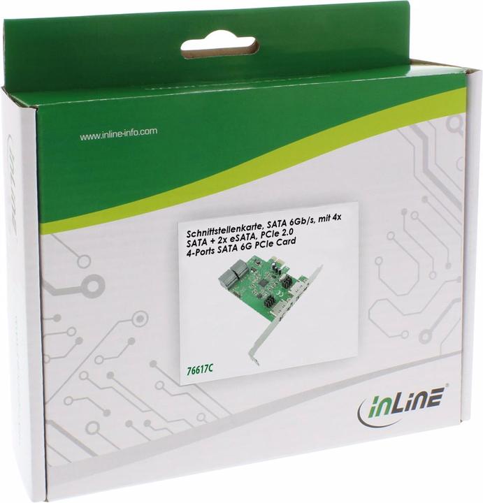 Produktbild InLine Schnittstellenkarte, 4x SATA 6Gb/s mit 4x SATA 2x eSATA PCIe 2.0 PCI-Express