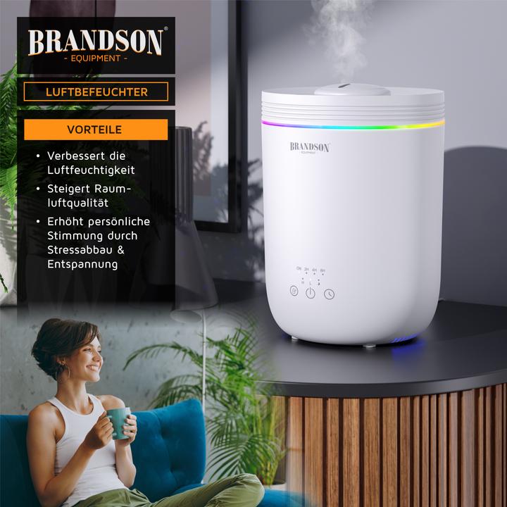 Produktbild Brandson Luftbefeuchter Aroma Diffuser 2,2L, RGB Stimmungslicht, 3 Nebelstufen, leise, Fernbedienung, Timer